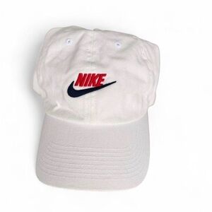Vintage White Nike Strapback Hat | Embroidered Swoosh | One Sizes